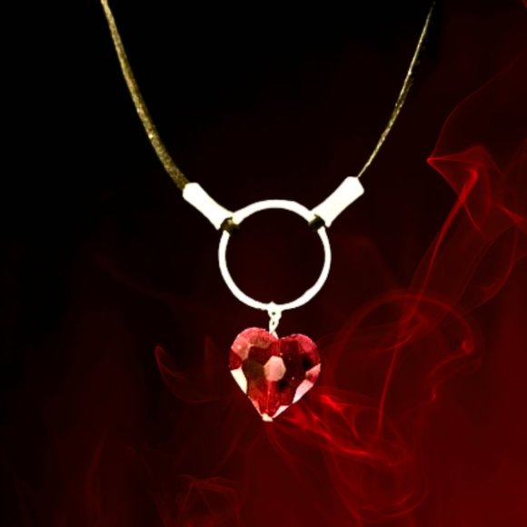 Discreet Leather Captive Choker With Heart - Picture 1 of 9